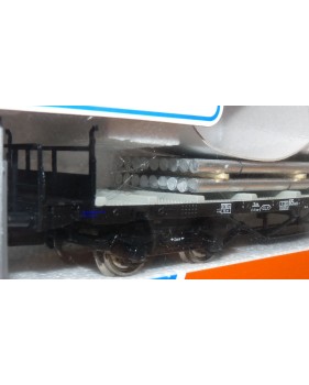 ROCO 47724, wagon plat à ranchers chargé de tuyaux d'aluminium DB Neuf  BO
