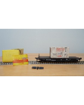 LILIPUT 212K, wagon plat pour charges lourdes type SSym 46 chargé d'une caisse en bois DB  BO