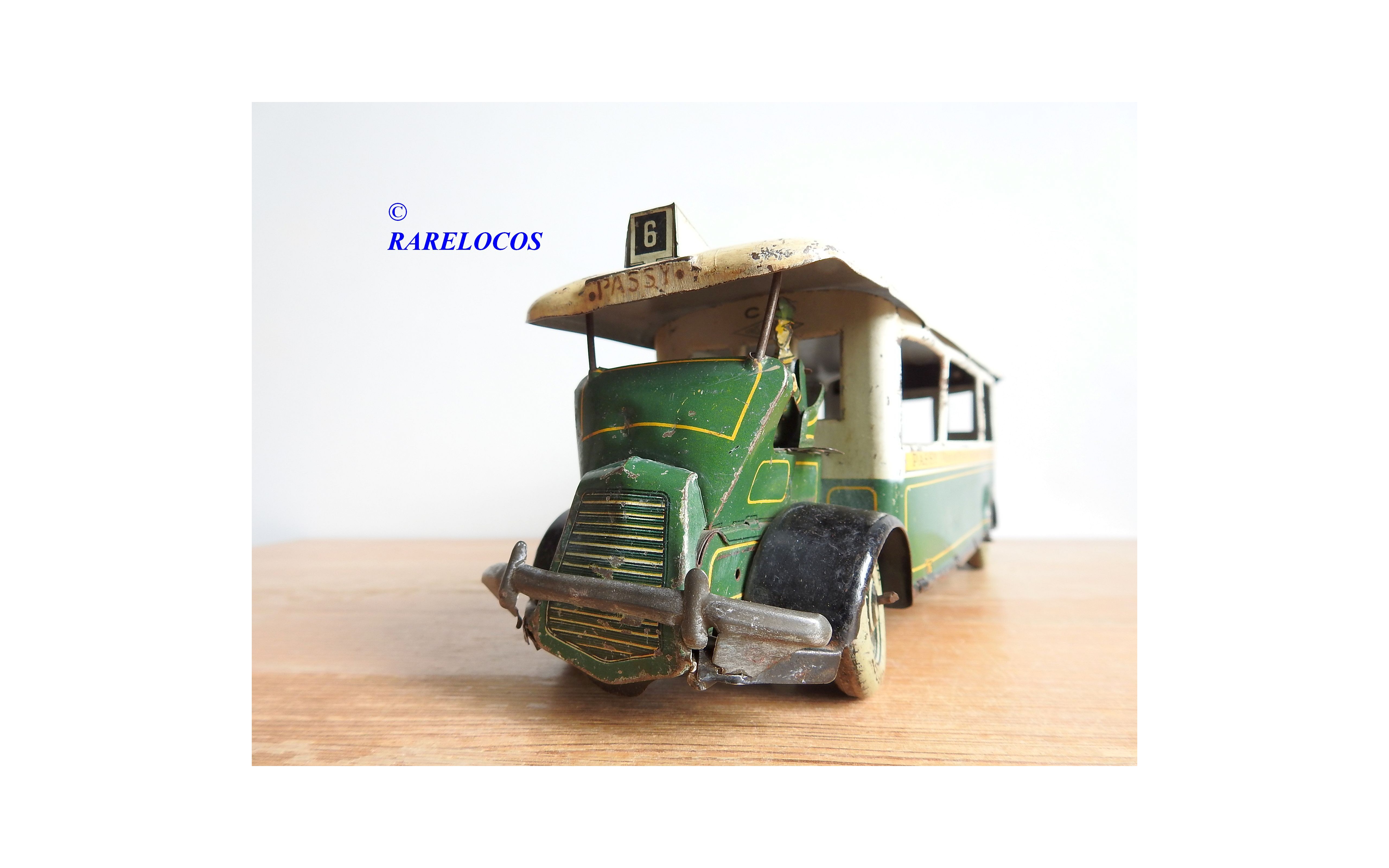 Autobus Parisien Rossignol En Tôle – Passy Bourse – Jouet Ancien Années 30