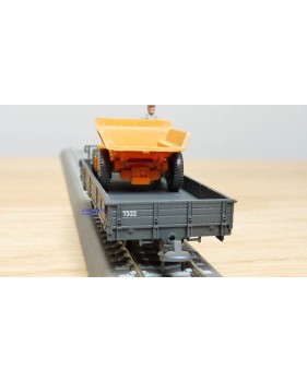 BEMO 2257 102, wagon plat type Kk N° Kk 7322 et dumper RhB  BO