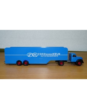 BREKINA 42600 Camion semi remorque porte autos MAGIRUS 4500 aux couleurs de FORD Köln Neuf  BO 1/87 HO